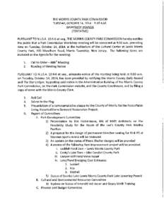 THE MORRIS COUNTY PARK COMMISSION WORKSHOP MEETING, OCTOBER 14, [removed]TENTATIVE]  Resolution No.