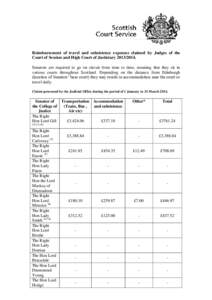 Reimbursement of travel and subsistence expenses claimed by Judges of the Court of Session and High Court of Justiciary[removed]Senators are required to go on circuit from time to time, meaning that they sit in variou