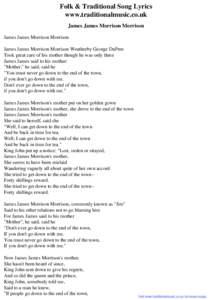 Folk & Traditional Song Lyrics - James James Morrison Morrison