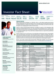 www.valeant.com  Investor Fact Sheet EFFECTIVE OCTOBER 20, 2014  Symbol: