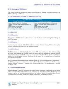 SECTION 9.13: BOROUGH OF MILLSTONE[removed]Borough of Millstone This section presents the jurisdictional annex for the Borough of Millstone, (hereinafter referred to as Millstone Borough or Millstone[removed]HAZARD MITIGA