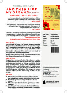 MEDIA RELEASE  An intimate and deeply moving insight into a close and loving relationship against a backdrop of the Australian film industry.  David Stratton