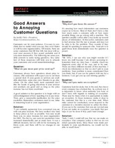 Good Answers to Annoying Customer Questions