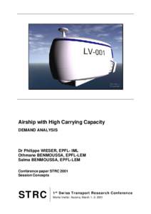Airship with High Carrying Capacity DEMAND ANALYSIS Dr Philippe WIESER, EPFL- IML Othmane BENMOUSSA, EPFL-LEM Salma BENMOUSSA, EPFL-LEM