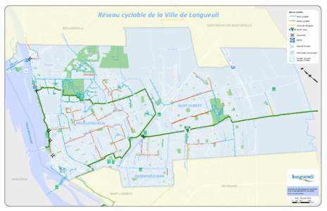 Réseau cyclable de la Ville de Longueuil  Réseau cyclable Piste cyclable Bande cyclable