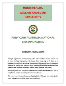 HORSE HEALTH, WELFARE AND EVENT BIOSECURITY PONY CLUB AUSTRALIA NATIONAL CHAMPIONSHIPS