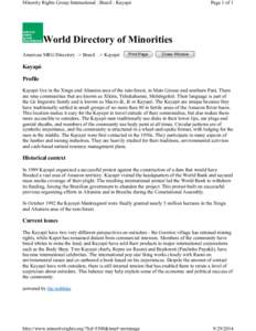 South America / Kayapo people / Xingu peoples / Pará / Jê languages / Gê peoples / Sting / Minority Rights Group International / Raoni / Indigenous peoples in Brazil / Americas / Indigenous peoples of the Amazon