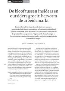 van wa arde  arbeid De kloof tussen insiders en outsiders groeit: hervorm