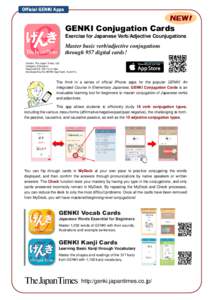 Official GENKI Apps  NEW! GENKI Conjugation Cards Exercise for Japanese Verb/Adjective Counjugations