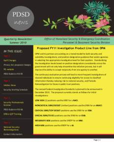 PDSD news Quarterly Newsletter Summer[removed]IN THIS ISSUE: