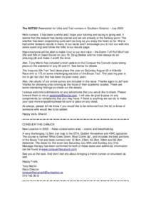 The NUTSO (Newsletter for Ultra and Trail runners in Southern Ontario) – July 2005 Hello runners. It has been a while and I hope your training and racing is going well. It seems that the season has barely started and w