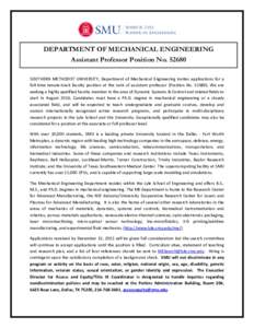 Mechanical engineering / Southern Methodist University / Lyle School of Engineering / Henry Samueli School of Engineering