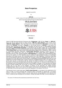 Base Prospectus dated 20 June 2012 of UBS AG (a public company with limited liability established under the laws of Switzerland)