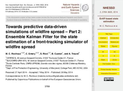 Ecological succession / Fire / Computational science / Occupational safety and health / Wildfire / Systems theory / National Fire Danger Rating System / Kalman filter / Computer simulation / Firefighting / Wildfires / Science