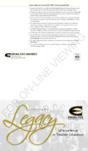 Teacher Education Awards[removed]in Chronological Order 1. 	Emporia State University is awarded the 2002 Distinguished Research in Teacher Education Award from the Association of Teacher Educators for the Multicultural/Diversity Assessment Project.