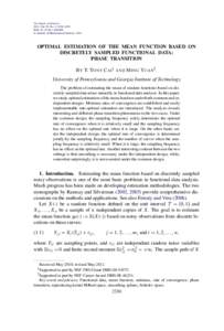 Optimal estimation of the mean function based on discretely sampled functional data: Phase transition
