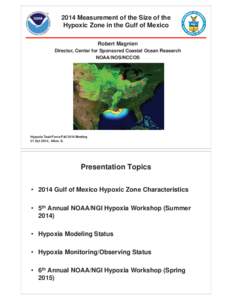 2014 Measurement of the Size of the Hypoxic Zone in the Gulf of Mexico Robert Magnien Director, Center for Sponsored Coastal Ocean Research NOAA/NOS/NCCOS