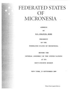 H  MICRONESIA ADDRESS BY H. E. EMANUEL MORI