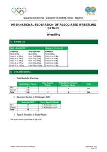 QUALIFICATION SYSTEM – GAMES OF THE XXXI OLYMPIAD – RIO[removed]INTERNATIONAL FEDERATION OF ASSOCIATED WRESTLING STYLES Wrestling A.