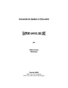 Université du Québec à Chicoutimi  par Gilles Caron Directeur