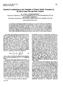 Biochem. J, Printed in Great Britain 721  Statistical Considerations in the Estimation of Enzyme Kinetic Parameters by