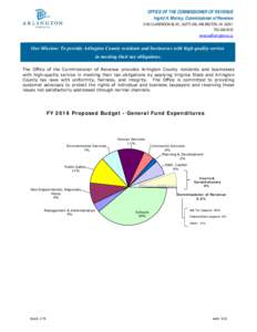 OFFICE OF THE COMMISSIONER OF REVENUE Ingrid H. Morroy, Commissioner of Revenue 2100 CLARENDON BLVD., SUITE 200, ARLINGTON, VA3033 
