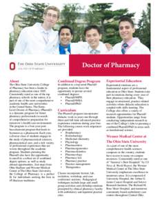 Doctor of Pharmacy About Combined Degree Program  Experiential Education