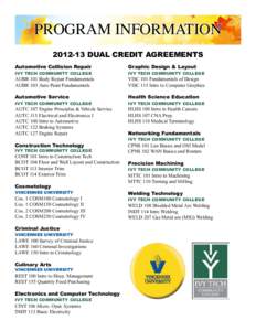 PROGRAM INFORMATION[removed]DUAL CREDIT AGREEMENTS Automotive Collision Repair Graphic Design & Layout