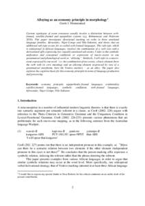 Alloying as an economy principle in morphology 1 Gerrit J. Dimmendaal Current typologies of event structures usually involve a distinction between verbframed, satellite-framed and equipollent systems (e.g. Bohnemeyer and