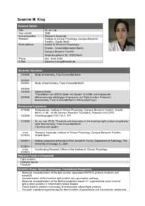 Susanne M. Krug Personal Details Title Year of birth Current position Affiliation