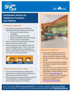 Earthquake Actions for Healthcare Providers and Patients Planning is paramount 