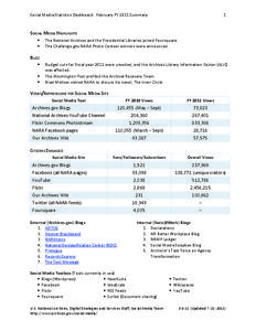 Social Media Statistics Dashboard: February FY 2011 Summary  1 SOCIAL MEDIA HIGHLIGHTS •