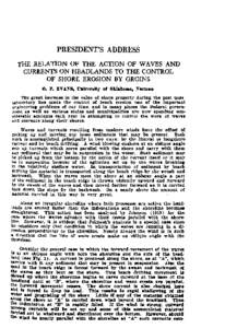 The Relation of the Action of Waves and Currents on Headlands to the Control of Shore Erosion by Groins