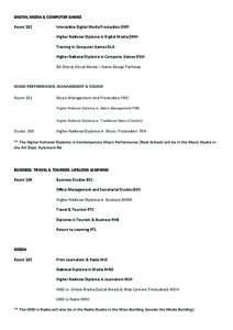 DIGITAL MEDIA & COMPUTER GAMES Room 102 Interactive Digital Media Production DMP Higher National Diploma in Digital Media DMH Training in Computer Games DLO