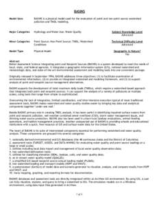 BASINS Model Uses BASINS is a physical model used for the evaluation of point and non-point source watershed pollution and TMDL modeling.