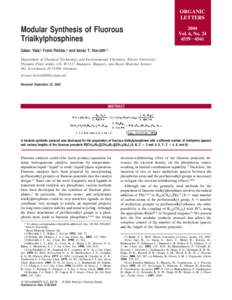 ORGANIC LETTERS Modular Synthesis of Fluorous Trialkylphosphines