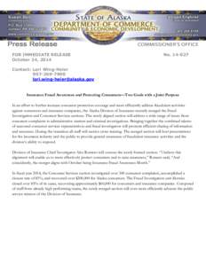 FOR IMMEDIATE RELEASE October 24, 2014 No[removed]Contact: Lori Wing-Heier