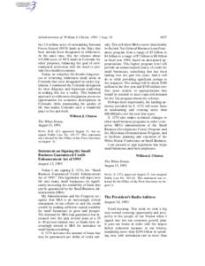 Administration of William J. Clinton, [removed]Aug. 14 the 2.6 million acres of outstanding National Forest System (NFS) lands in the State that have already been designated as wilderness. At the same time, this Act releas