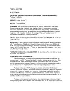 Microsoft Word - Unpaid - Shortpaid IBI Postage Meters proposed - body.doc