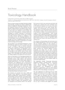 Book Review  Toxicology Handbook Lindsay Murray, Frank Daly, Mark Little and Mike Cadogan* *2nd edn, xii + 529 pp, paperback with illustrations, ISBN: . Sydney, Churchill Livingstone (Imprint of Elsevier