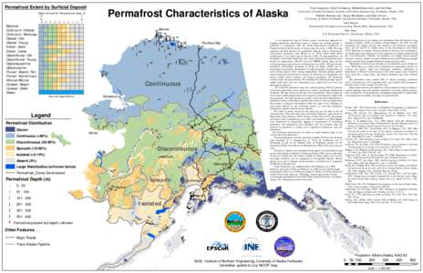 Permafrost Extent by Surficial Deposit  Permafrost Characteristics of Alaska Mean Annual Air Temperature (deg. C)