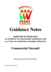 Guidance Notes Application for Registration as an Elector in a Functional Constituency and as a Voter in an Election Committee Subsector  Commercial (Second)