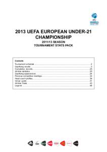 2013 UEFA EUROPEAN UNDER-21 CHAMPIONSHIP[removed]SEASON TOURNAMENT STATS PACK  Contents
