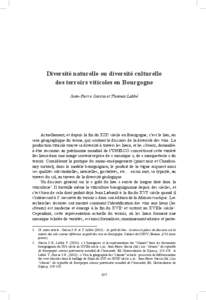 Diversité naturelle ou diversité culturelle des terroirs viticoles en Bourgogne Jean-Pierre Garcia et Thomas Labbé