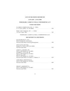 Law / Perishable Agricultural Commodities Act / Produce / Docket