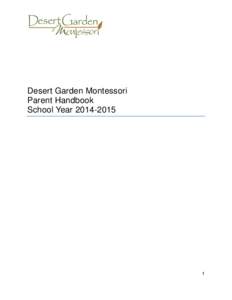 Desert Garden Montessori Parent Handbook School Year