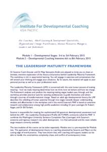 Management / Adult development / Leadership development / Robert Kegan / Integral / Coaching / Jane Loevinger / Education / Developmental psychology / Psychology / Leadership studies