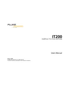 IT200  IntelliTone Pro Toner and Probe Users Manual March 2006