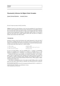 Noname Vol. 43 Monotonicity Inference for Higher-Order Formulas Jasmin Christian Blanchette · Alexander Krauss