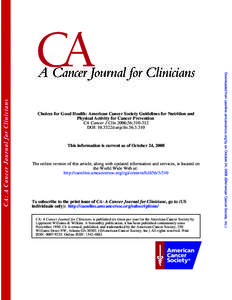 This information is current as of October 24, 2008  The online version of this article, along with updated information and services, is located on the World Wide Web at: http://caonline.amcancersoc.org/cgi/content/full/5